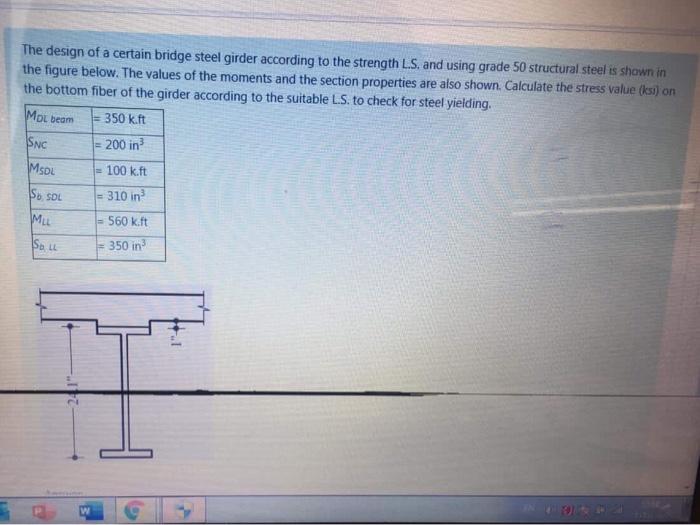 Solved The design of a certain bridge steel girder according | Chegg.com