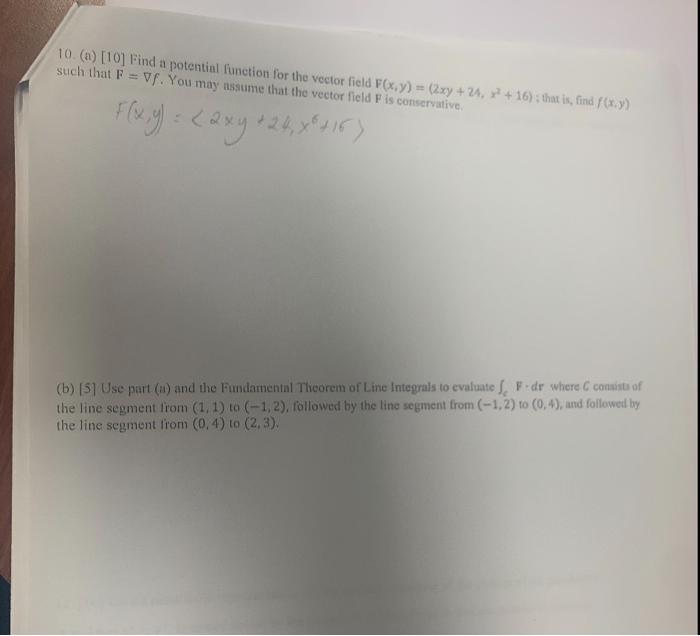 Solved (b) [5] Use Part (a) And The Fundamental Theorem Of | Chegg.com