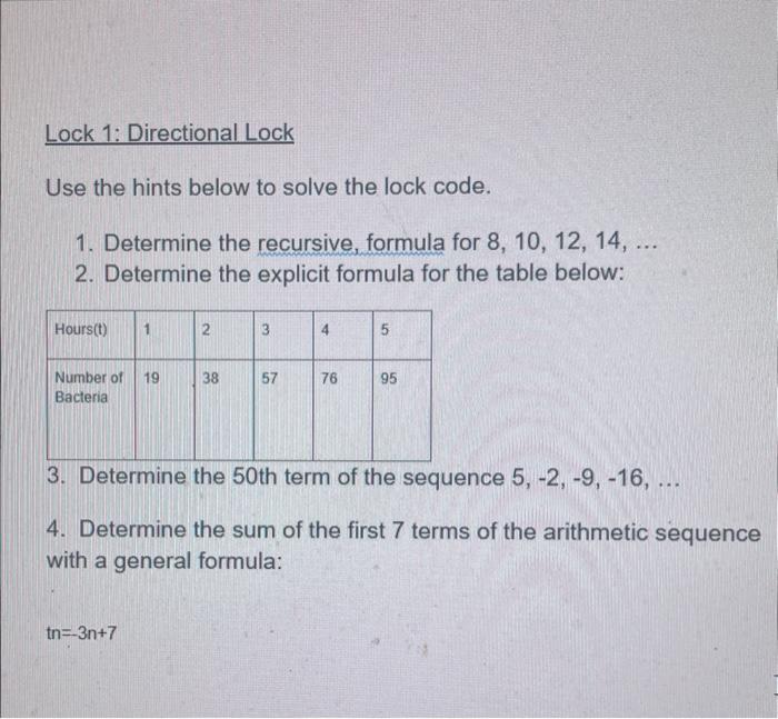 Solved Use the hints below to solve the lock code. 1. | Chegg.com