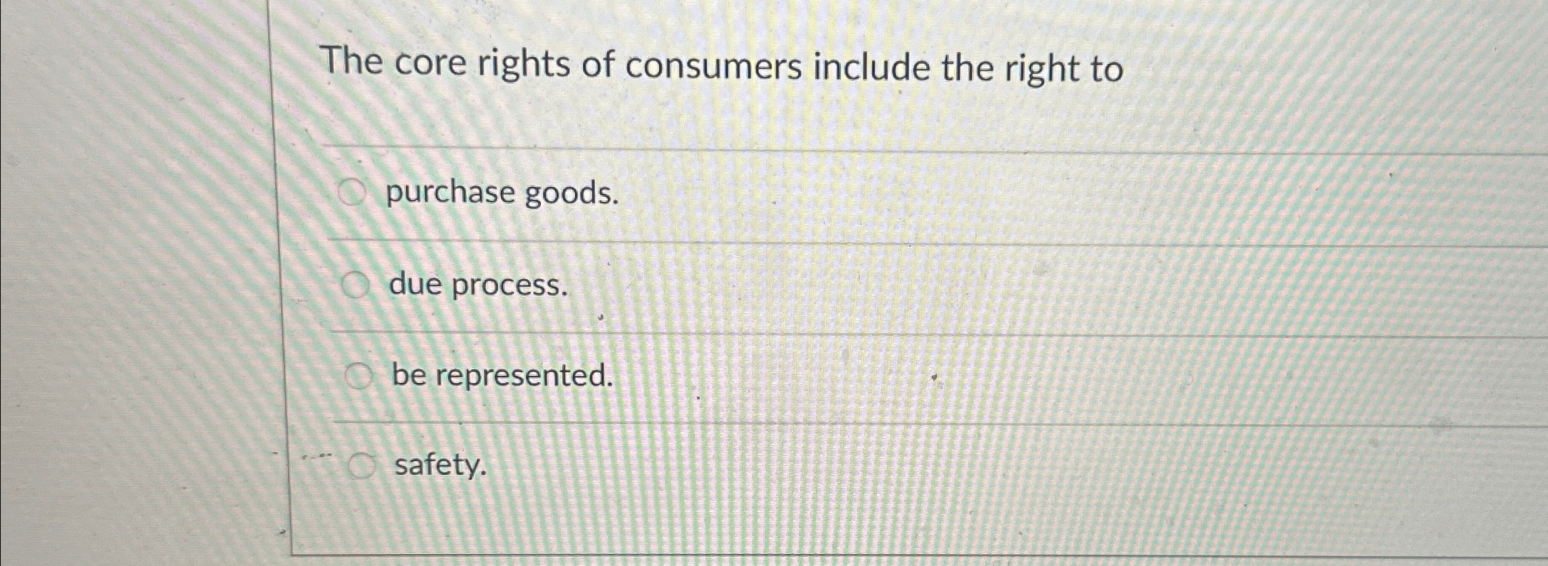 Solved The core rights of consumers include the right | Chegg.com