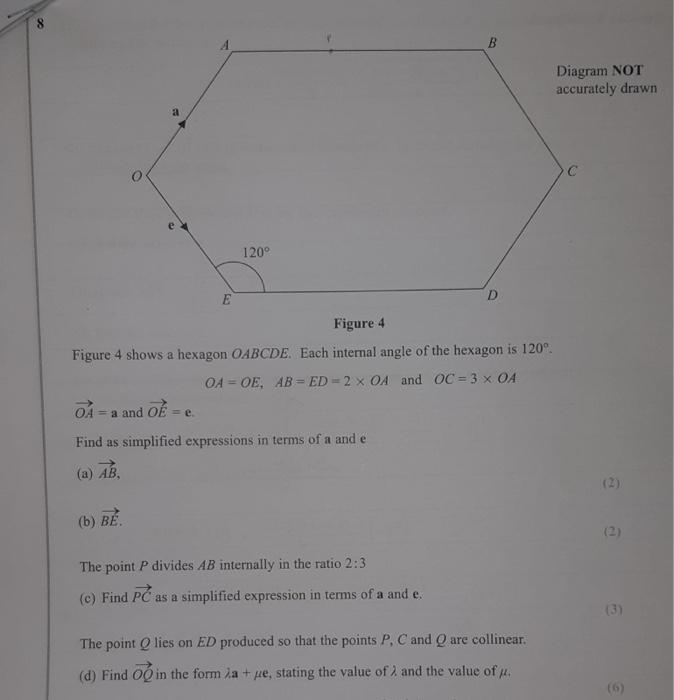 Solved 8 B B Diagram NOT Accurately Drawn С 120° E D Figure | Chegg.com