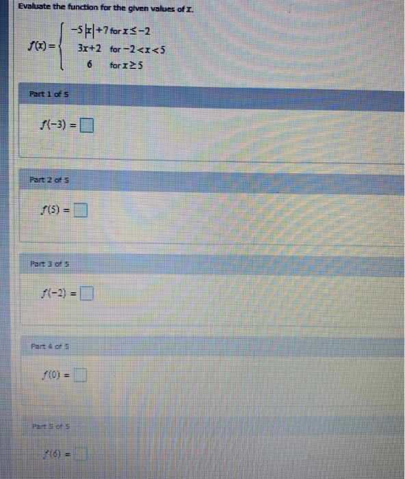 Solved Evaluate the function for the given values of I. (t) | Chegg.com