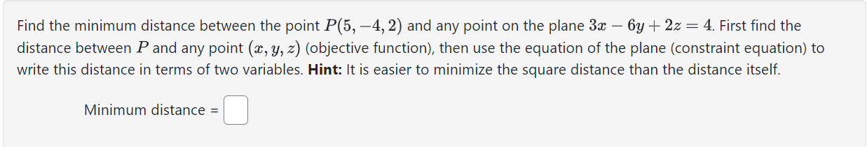 Find the minimum distance between the point P(5,-4,2) | Chegg.com