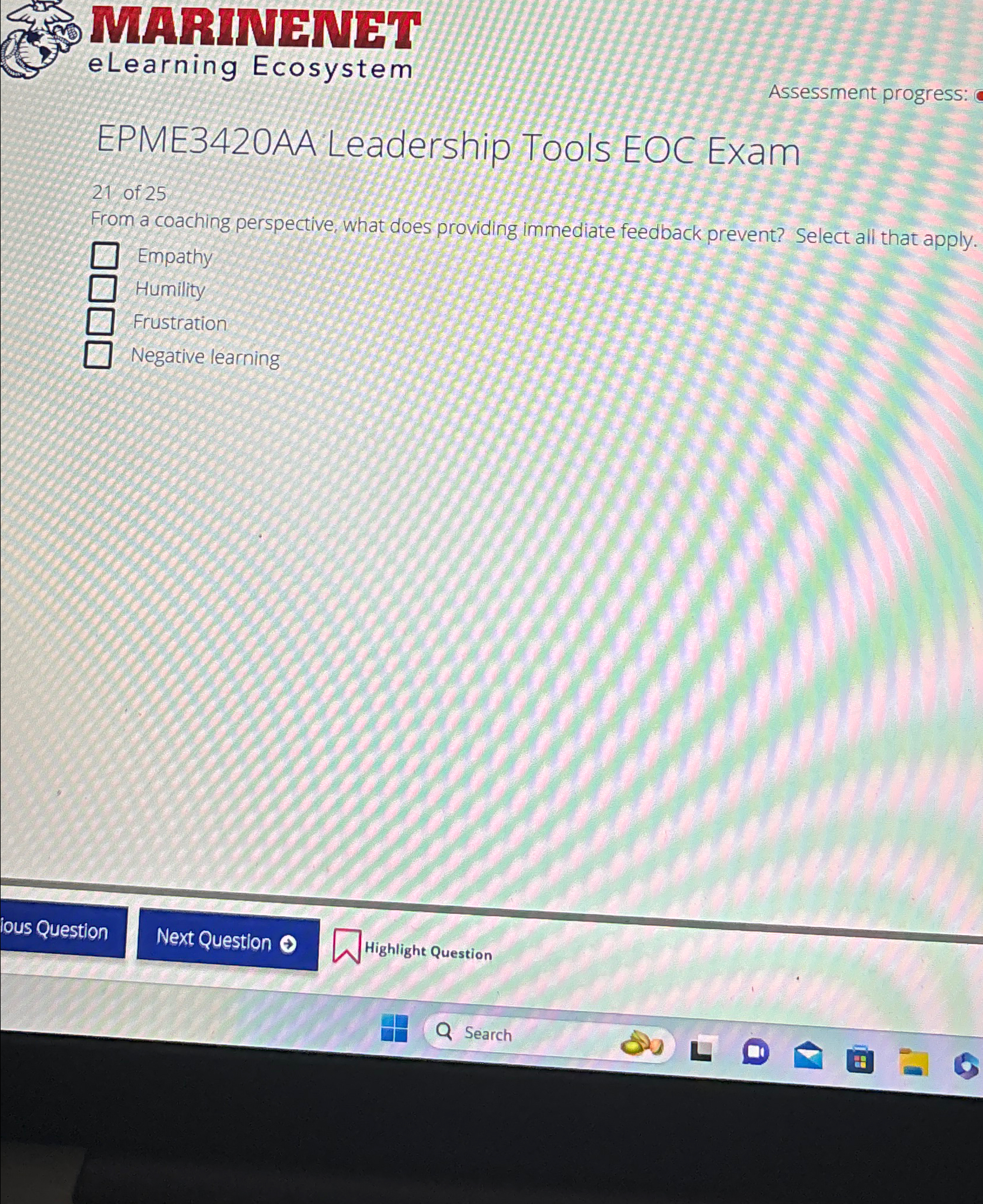 Solved MARINENETeLearning EcosystemAssessment | Chegg.com