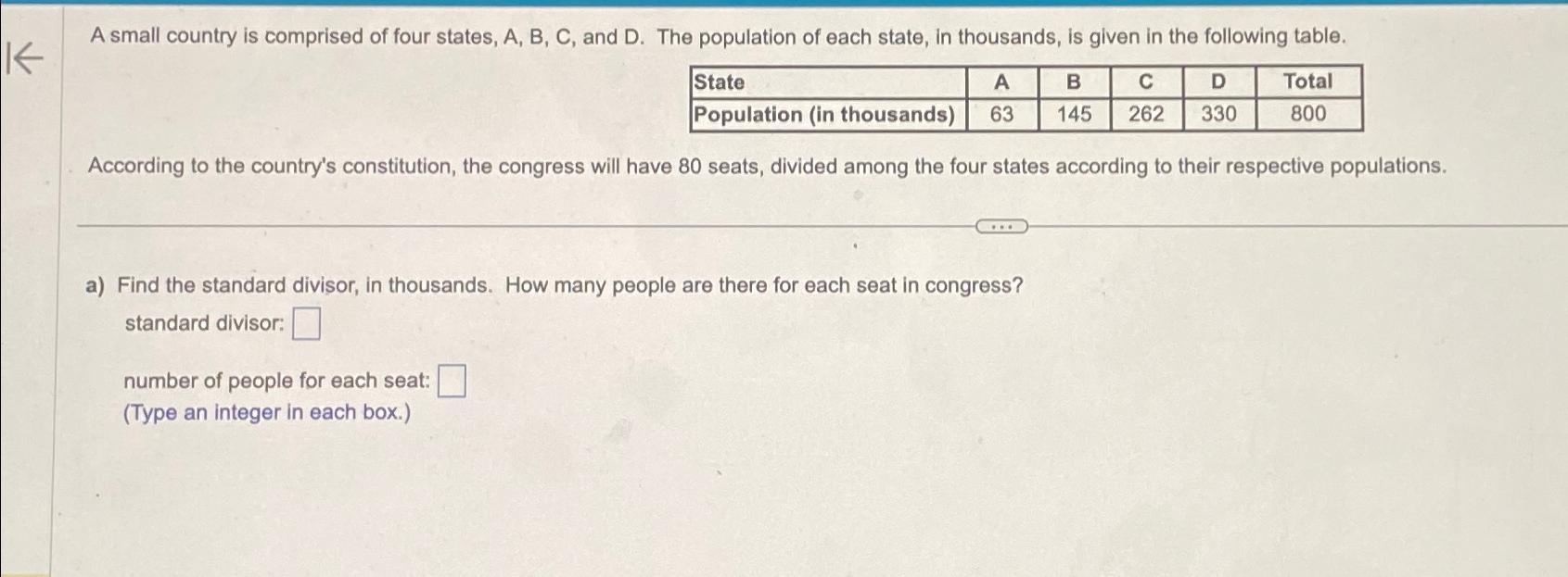 Solved A Small Country Is Comprised Of Four States, A, ﻿B, | Chegg.com