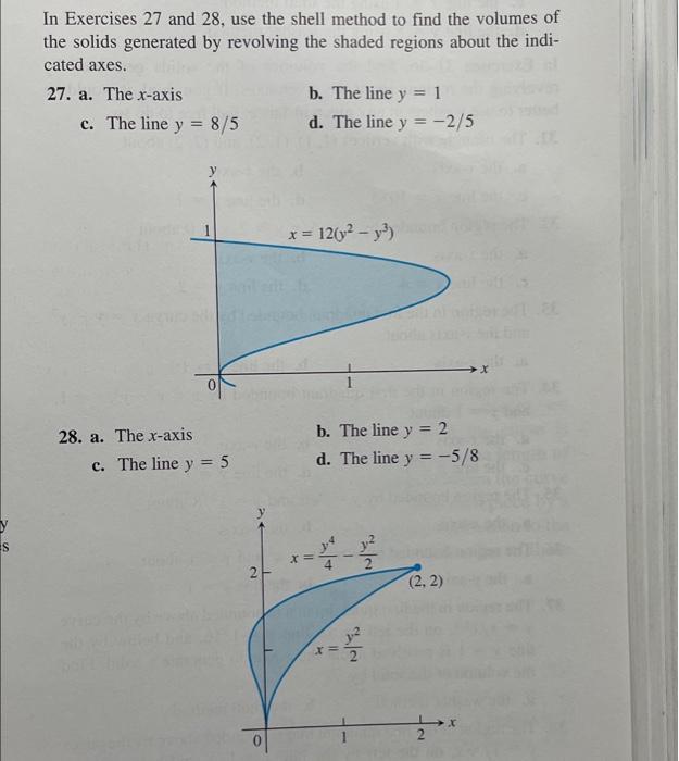 Solved In Exercises 27 and 28, use the shell method to find | Chegg.com