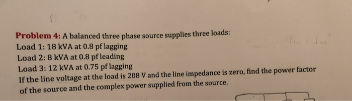 Solved Problem 4: A balanced three phase source supplies | Chegg.com