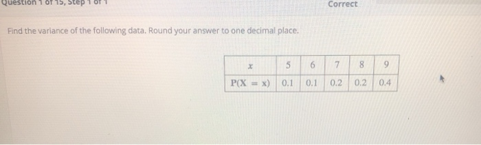 Solved Question 1 OT 15, Step Correct Find the variance of | Chegg.com
