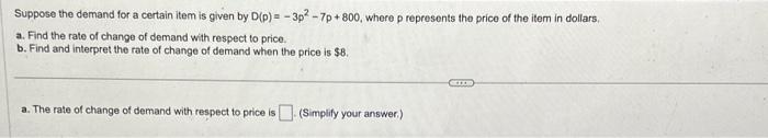 Solved Suppose the demand for a certain item is given by | Chegg.com