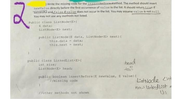Solved ) Write the missing code for the insartsenfoxe | Chegg.com