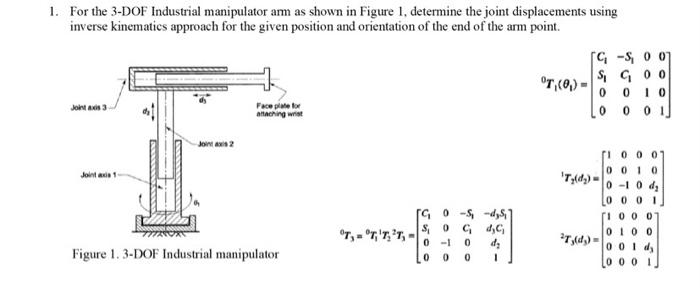 1. For the 3-DOF Industrial manipulator arm as shown | Chegg.com