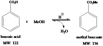 acid methanol benzoic quantities noted using