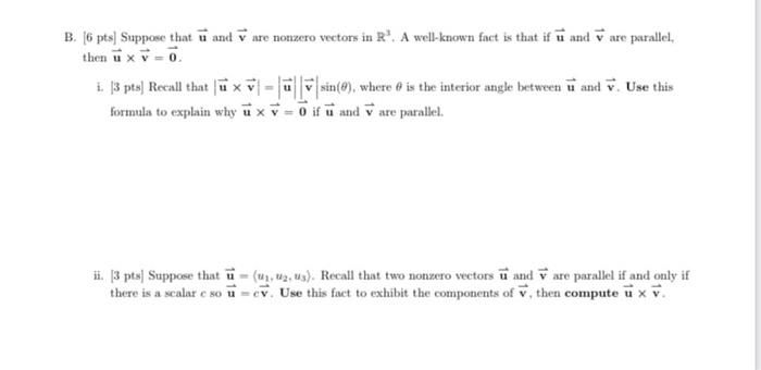 Solved B 16 Pts Suppose That U And Are Nonzero Vectors I Chegg Com