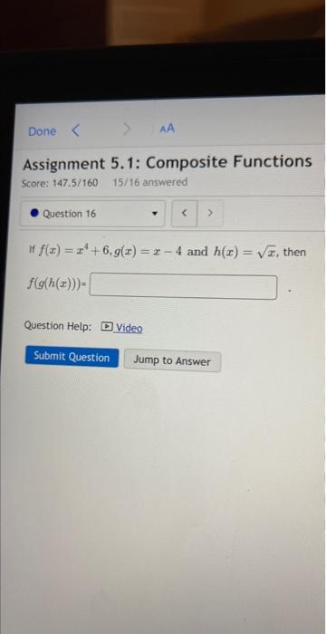 Solved Assignment 5.1: Composite Functions Score: | Chegg.com