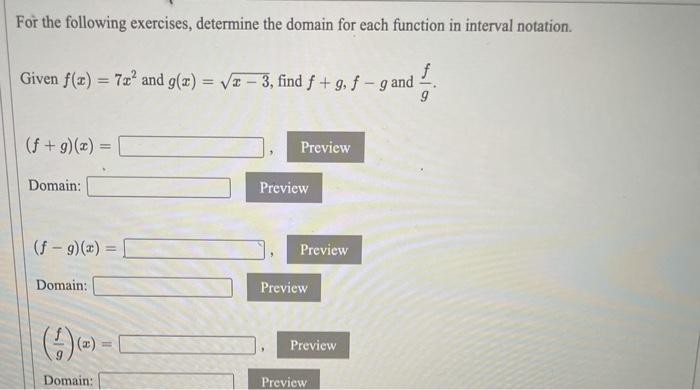 Solved For The Following Exercises, Determine The Domain For | Chegg.com