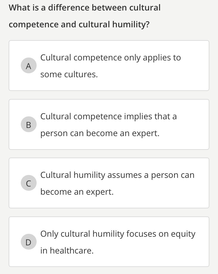 Solved What is a difference between cultural competence and