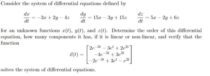 Solved Consider the system of differential equations defined | Chegg.com