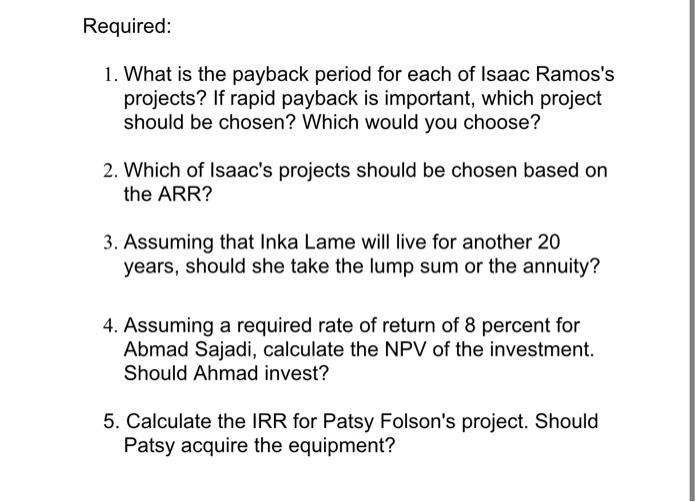 Solved Payback, Accounting Rate of Return, Present Value, | Chegg.com