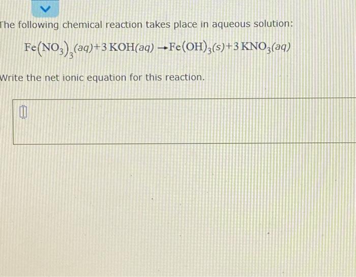 Solved he following chemical reaction takes place in aqueous | Chegg.com