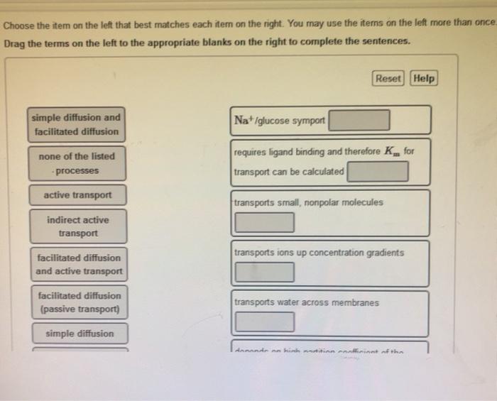 Solved Choose The Item On The Left That Best Matches Each | Chegg.com