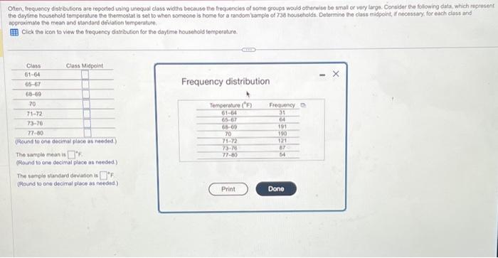 Solved The following data represent the high-temperature | Chegg.com