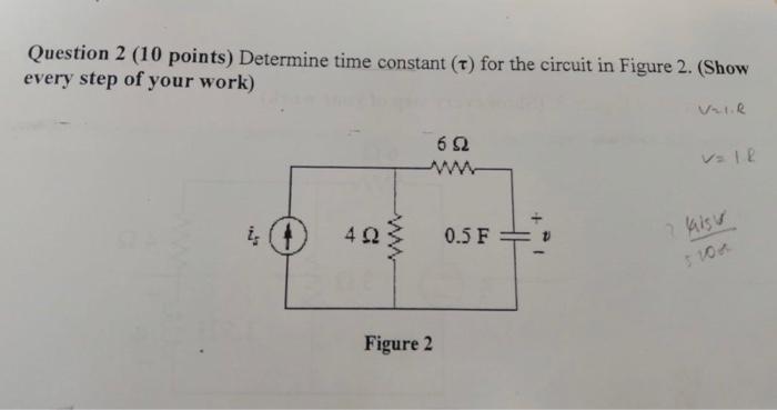 Solved Question 2 (10 points) Determine time constant (t) | Chegg.com
