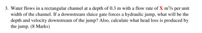 Solved 3. Water flows in a rectangular channel at a depth of | Chegg.com