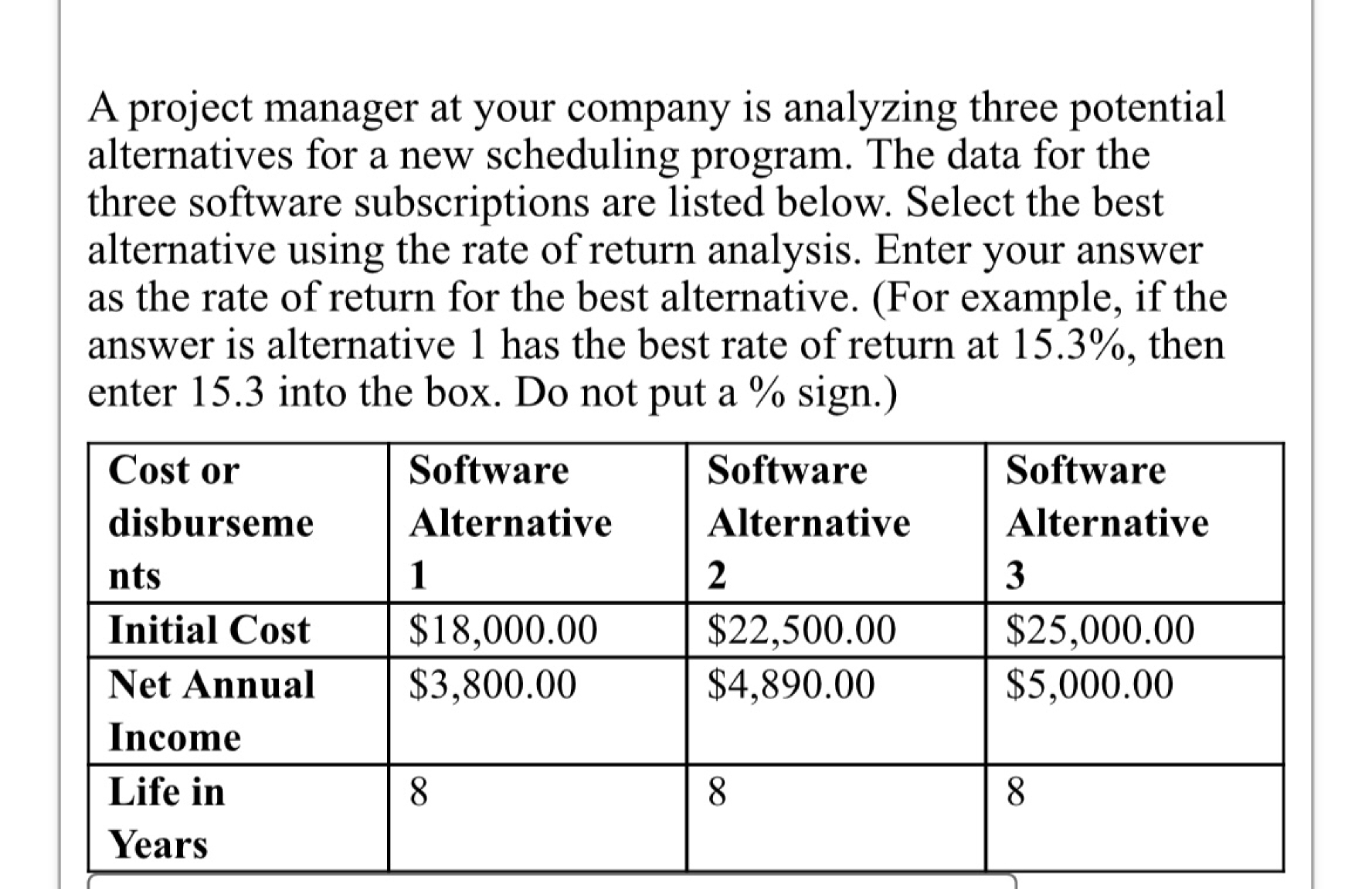 Solved A project manager at your company is analyzing three | Chegg.com