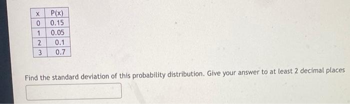Solved Find the standard deviation of this probability | Chegg.com