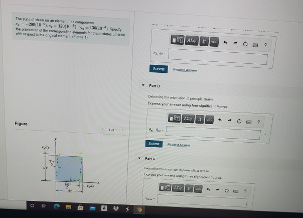 Solved The state of strain on an element has components = | Chegg.com