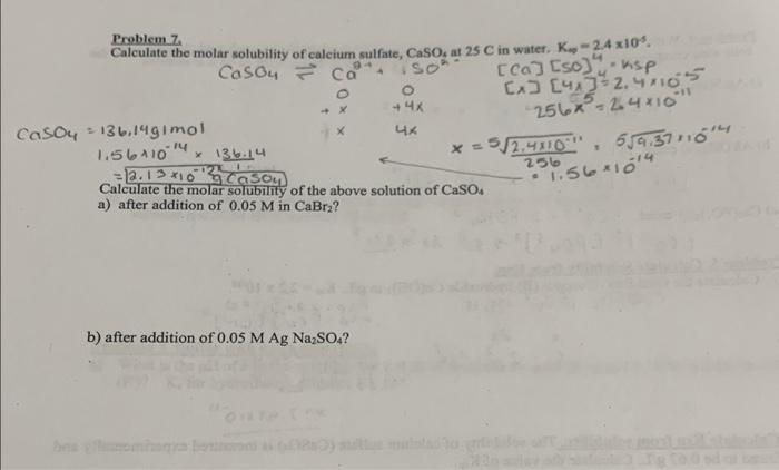 Solved Calculate The Molar Solubility Of Calcium Sulfate, 