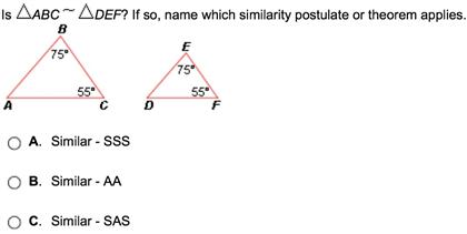 Solved Is deltaABC deltaDEF? If so. name which similarity | Chegg.com