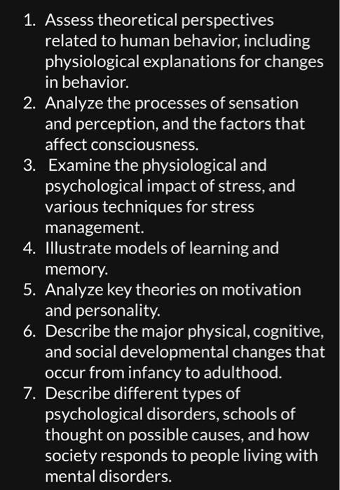 Solved 1. Assess Theoretical Perspectives Related To Human | Chegg.com