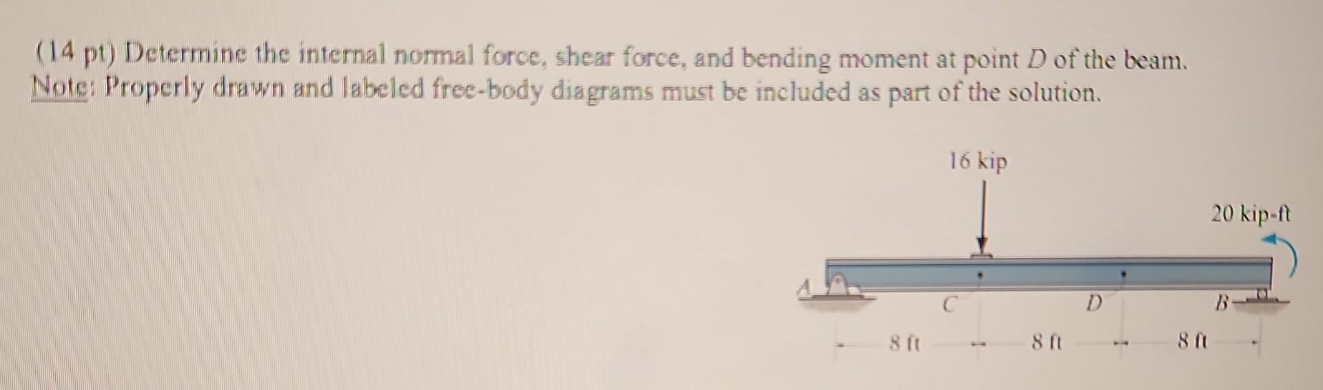 Solved (14 Pt) Determine The Internal Normal Force, Shear | Chegg.com