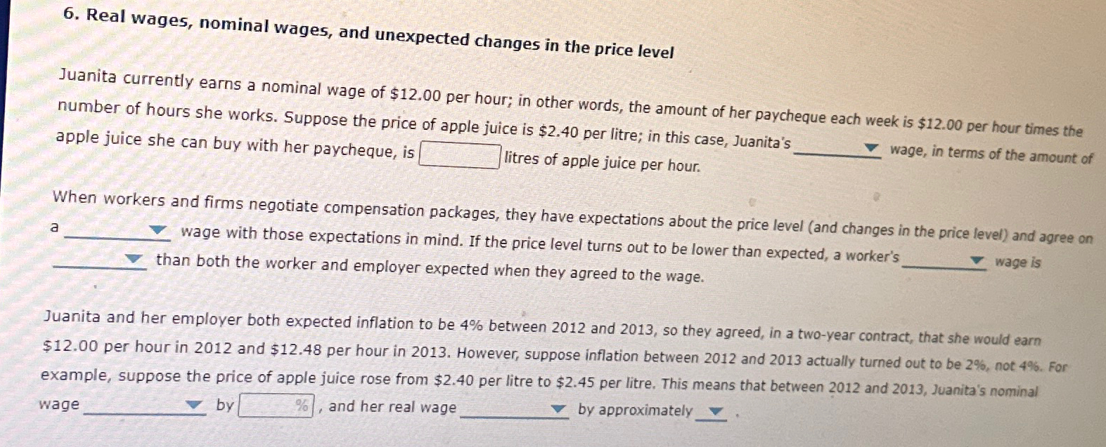 Solved Real wages, nominal wages, and unexpected changes in | Chegg.com