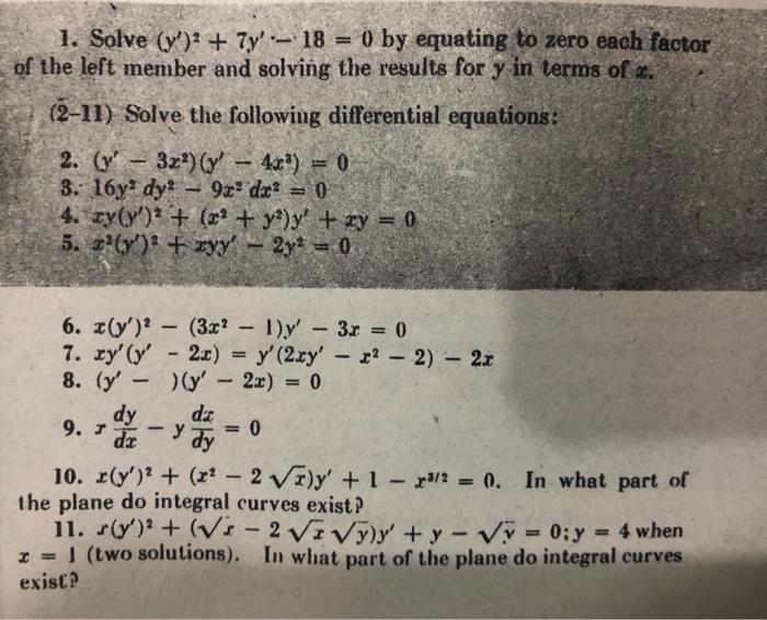 Solved Answer The Differential Equation From 1 11 By A Chegg Com