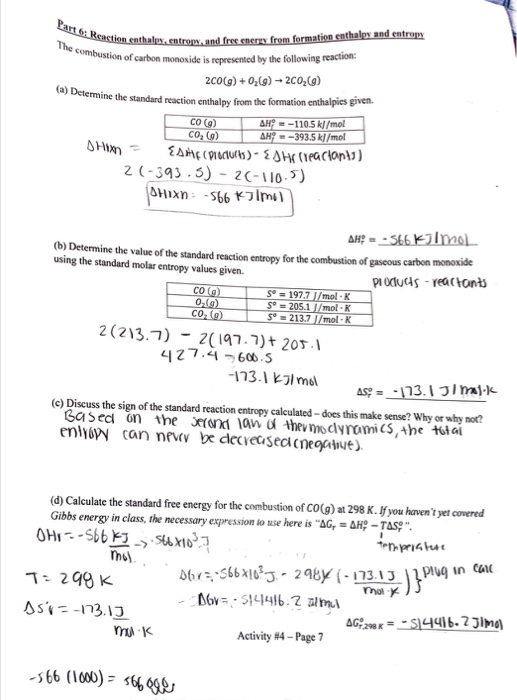 Solved Part : Reaction The combustion Action enthalpy. | Chegg.com