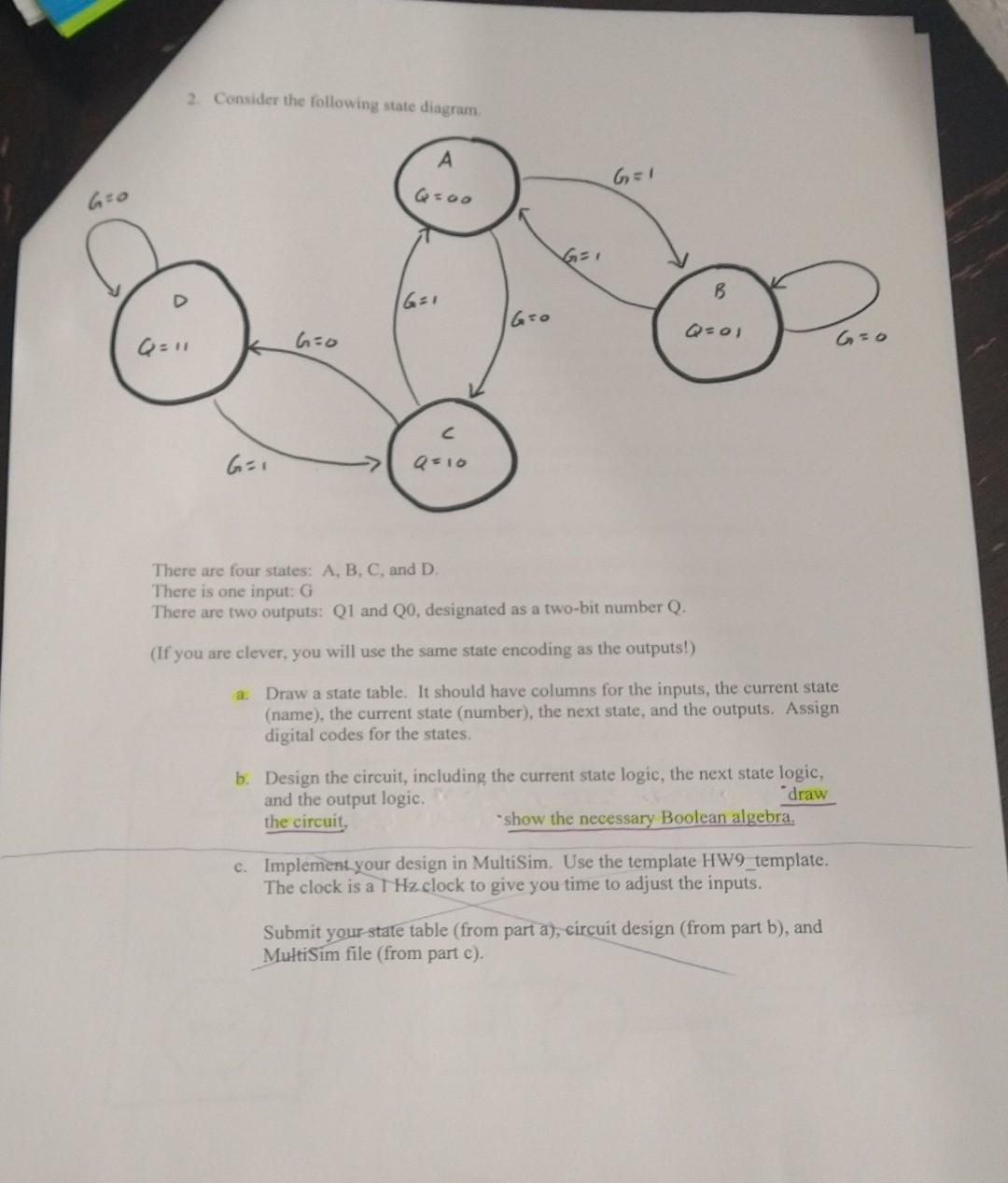 Solved 2. Consider The Following State Diagram. There Are | Chegg.com