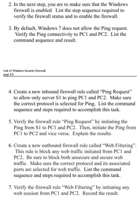 Lab 11 - Windows Security Firewall Name: Objective | Chegg.com