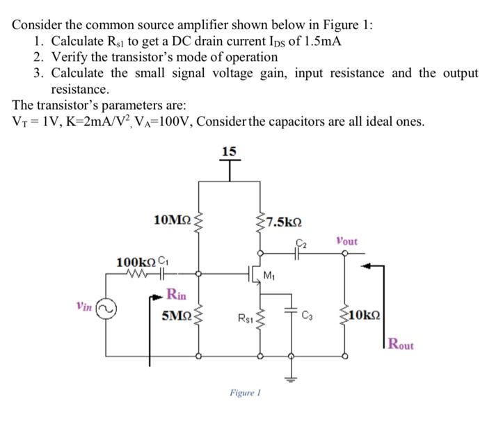 Solved Consider the common source amplifier shown below in | Chegg.com
