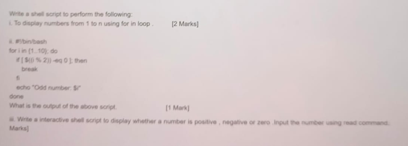 Write a shell script to ﻿perform the following:i. To | Chegg.com