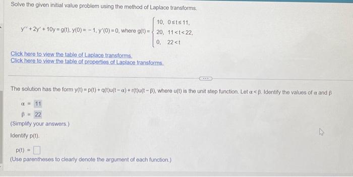 Solved Solve the given initial value problem using the | Chegg.com