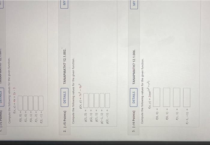 Solved 15 Points] Compute the following values for the given | Chegg.com