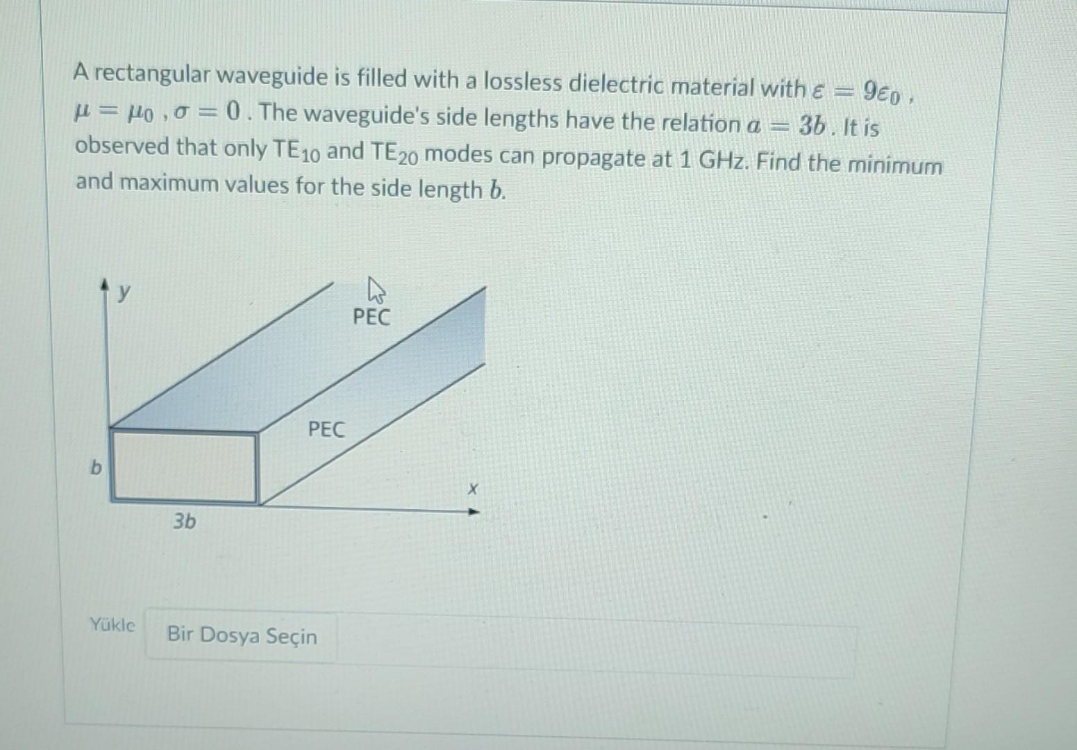 Solved A Rectangular Waveguide Is Filled With A Lossless | Chegg.com