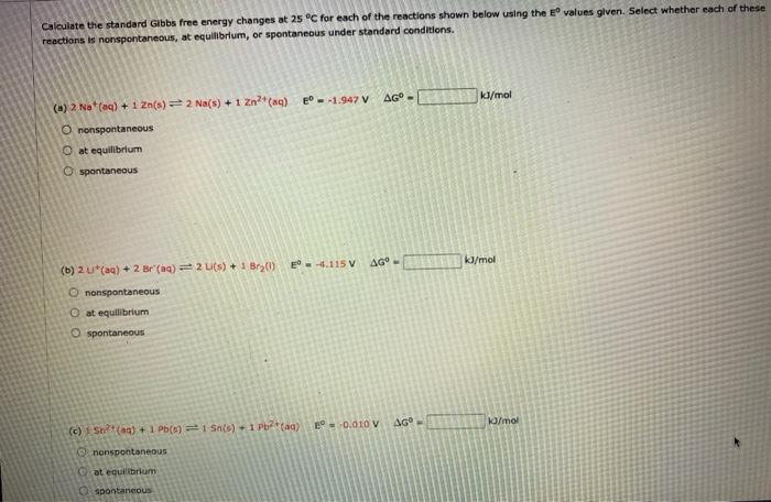Solved Calculate the standard Gibbs free energy changes at | Chegg.com