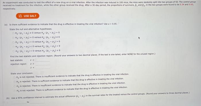 Solved An experiment was conducted to test the effect of a | Chegg.com