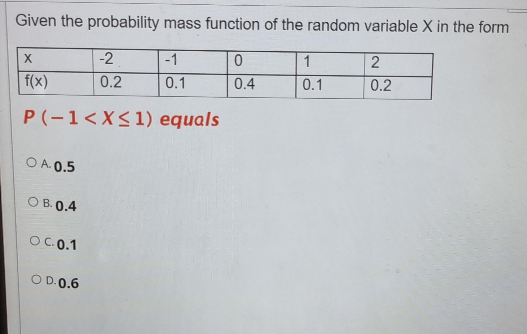 Solved Given the probability mass function of the random | Chegg.com