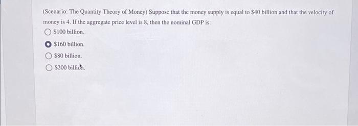 Solved (Scenario: The Quantity Theory of Money) Suppose that | Chegg.com