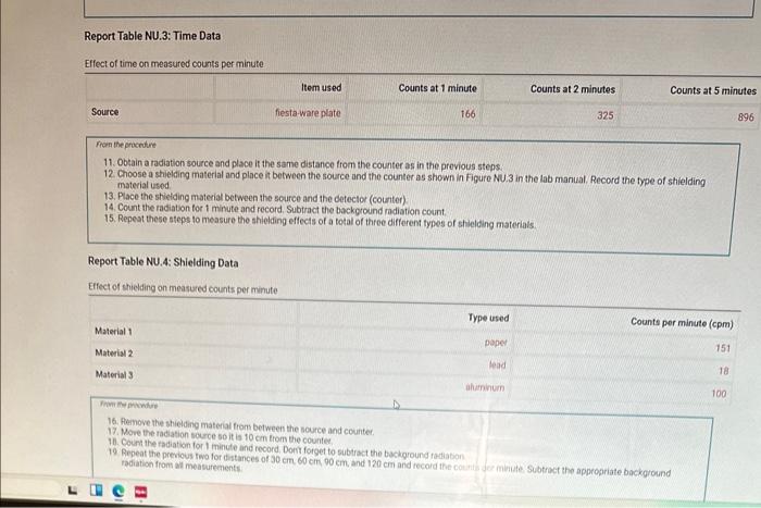 (22pts) Effects of Distance, Time, and Shielding | Chegg.com