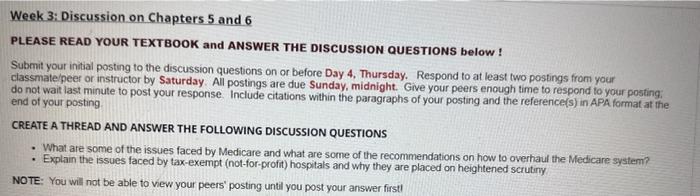 Solved Week 3: Discussion on Chapters 5 and 6 PLEASE READ | Chegg.com